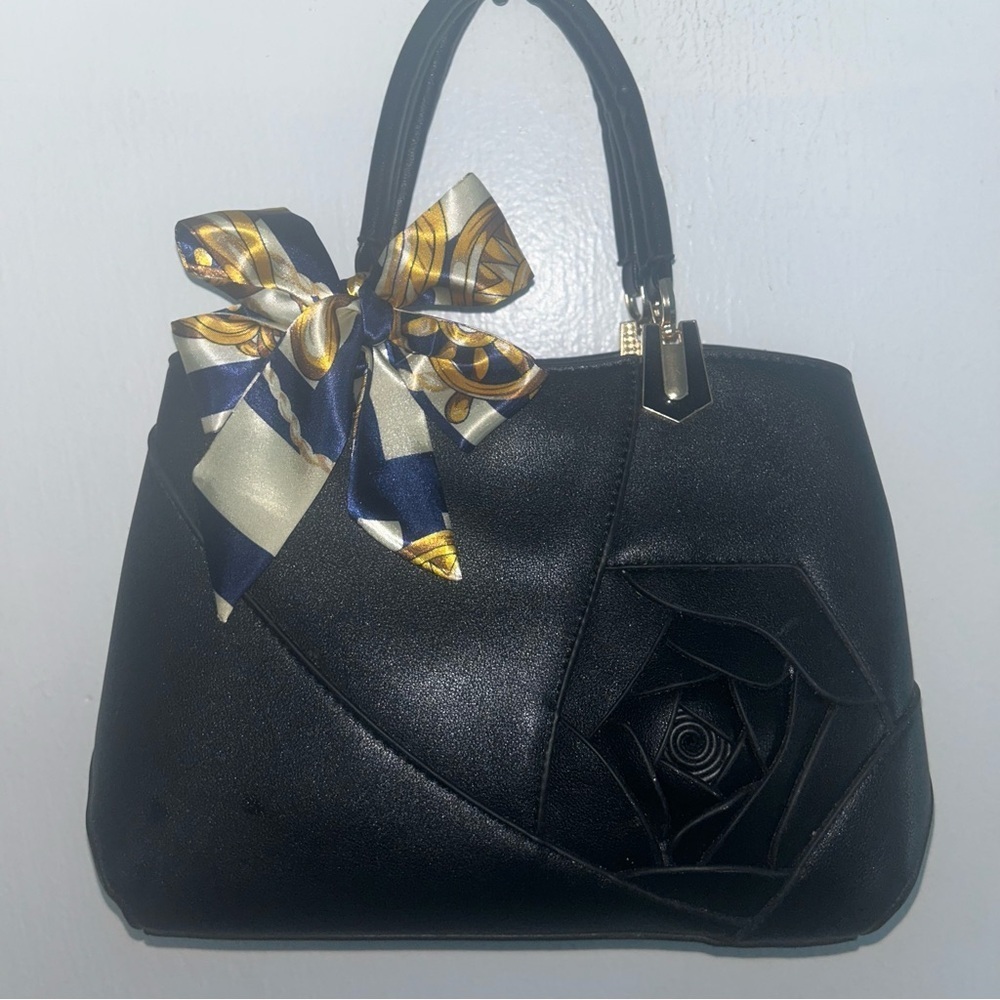 Twilly Women Handbag Purse Neck Tie Headband Bag Scarf 1 Blue Cream Gold…